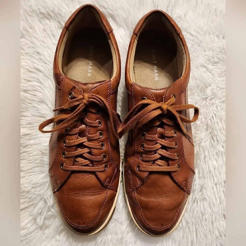 Cole Hann Vartan Sport Oxford Leather Shoes British Tan Antique Size 11